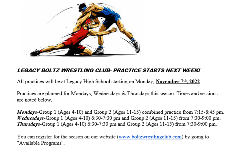 PRACTICE STARTS NEXT WEEK! 11-7-22